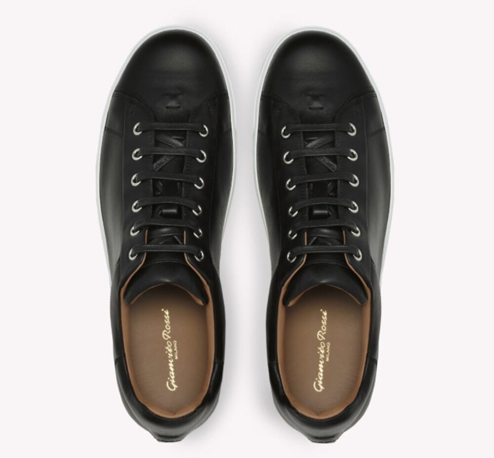 GIANVITO ROSSI black patent leather Low Top modern sleek tonal fashion sneakers
